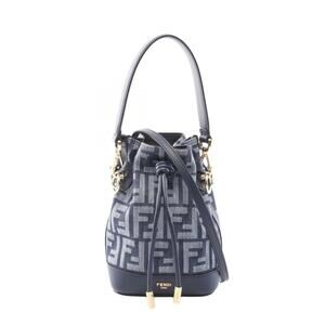 Fendi Montresor FF Jacquard Handbag Canvas Navy Blue